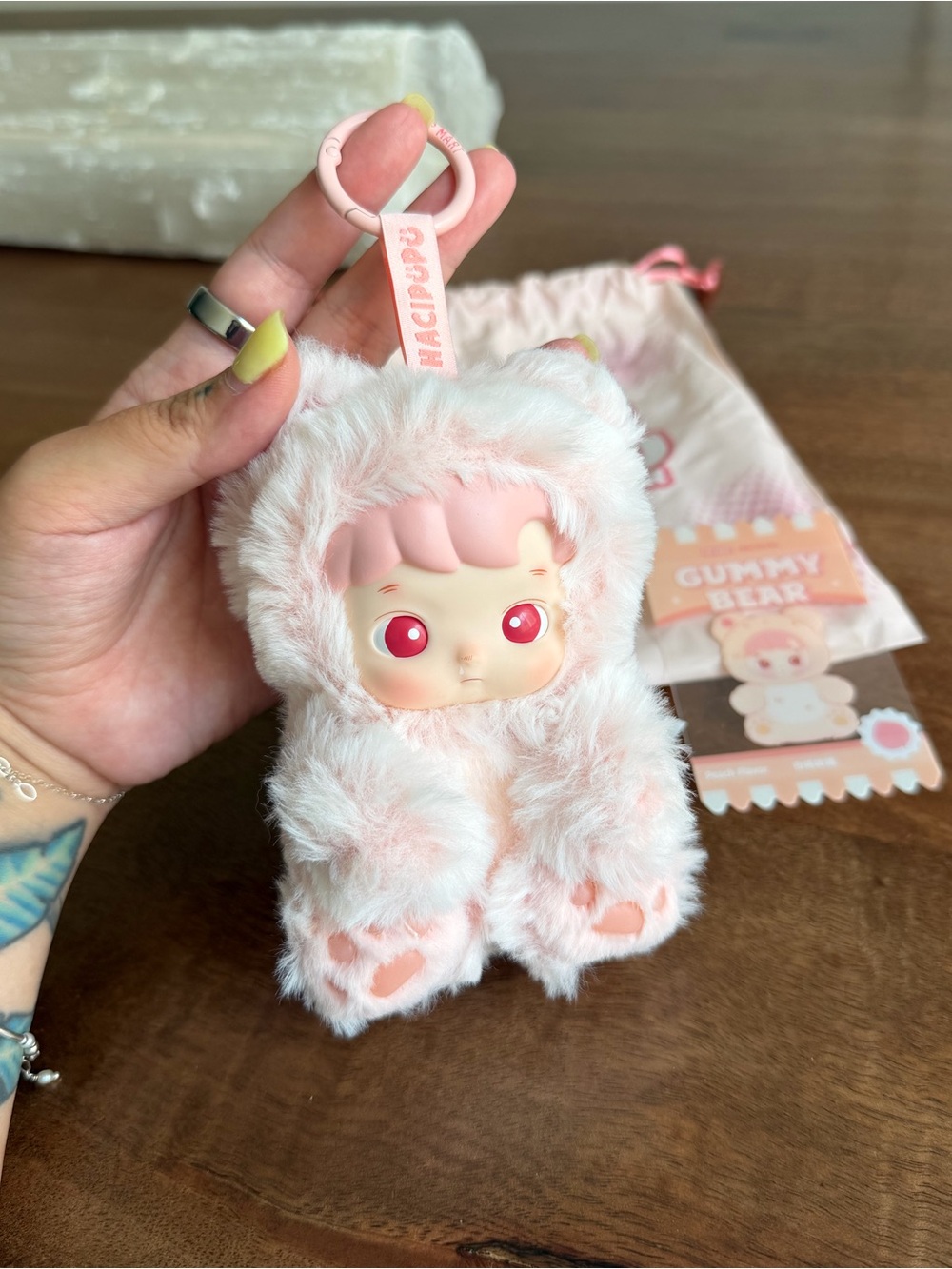 Authentic POP MART HACIPUPU Gummy Bear Series Vinyl Plush – Peach Flavor 🍑🩷